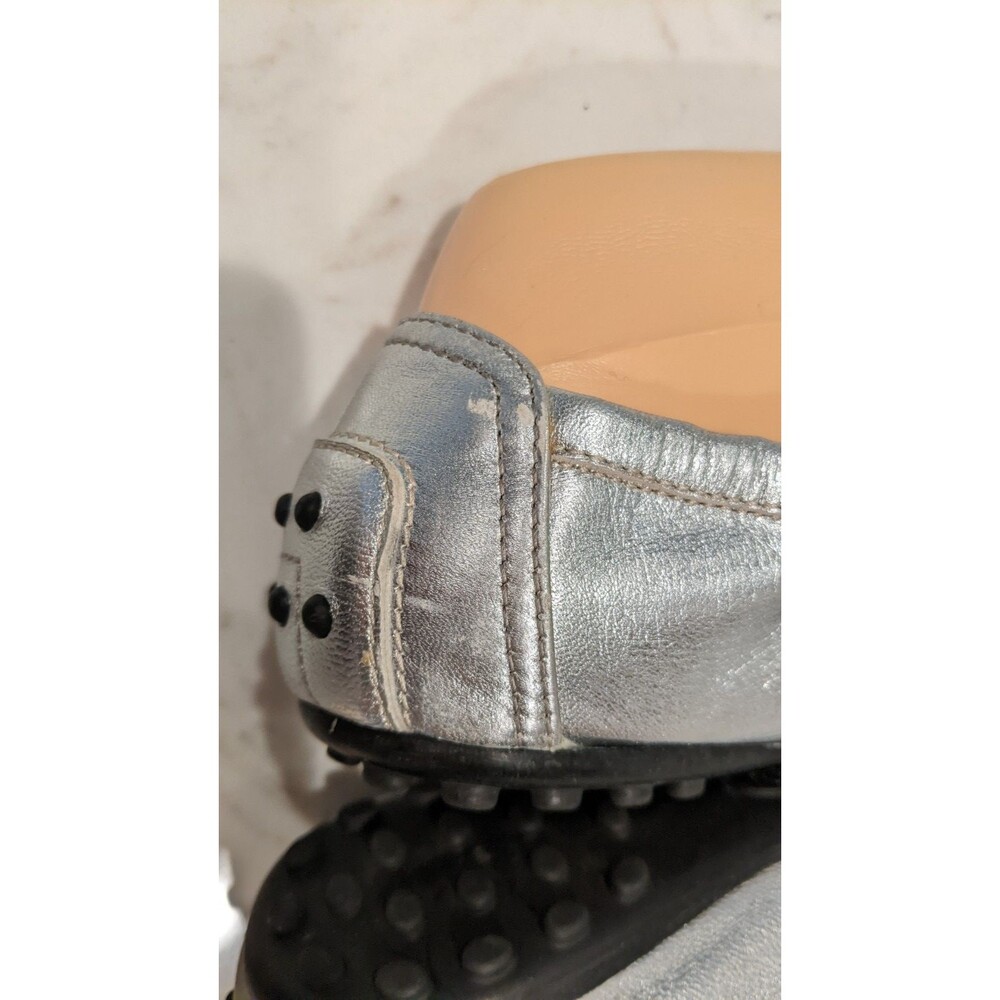 TOD'S Women's Silver Metallic Leather Ballet Flats Size 37/7 - Picture 8 of 12